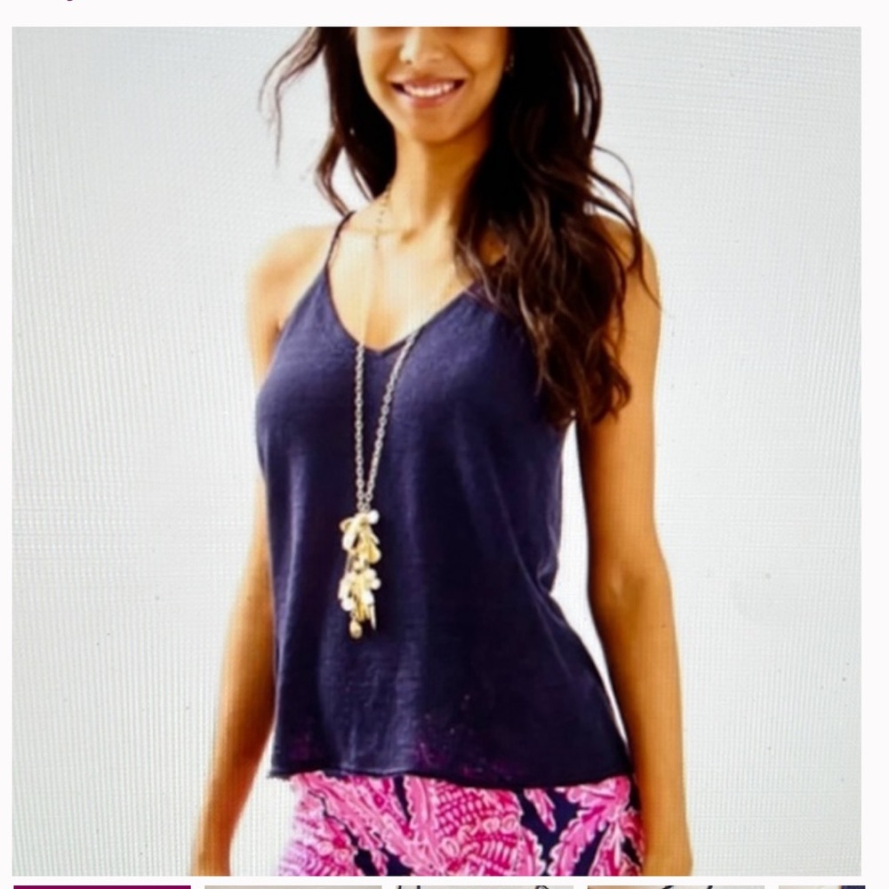 Lilly Pulitzer Dusk linen navy tank top
